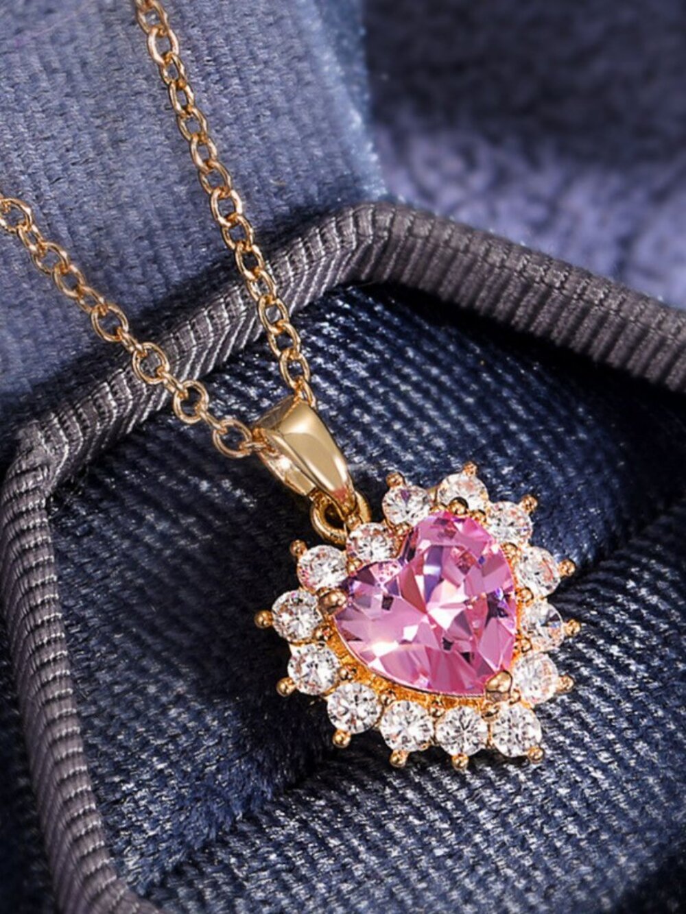 Pink Crystal Heart Necklace